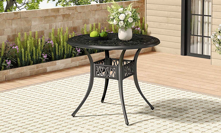 Image 7: Garden Outdoor Cast Aluminum Vintage Bistro Table 
