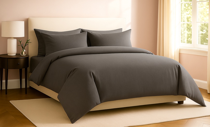 Image 1: Funda de cojín gris lisa de Sampur