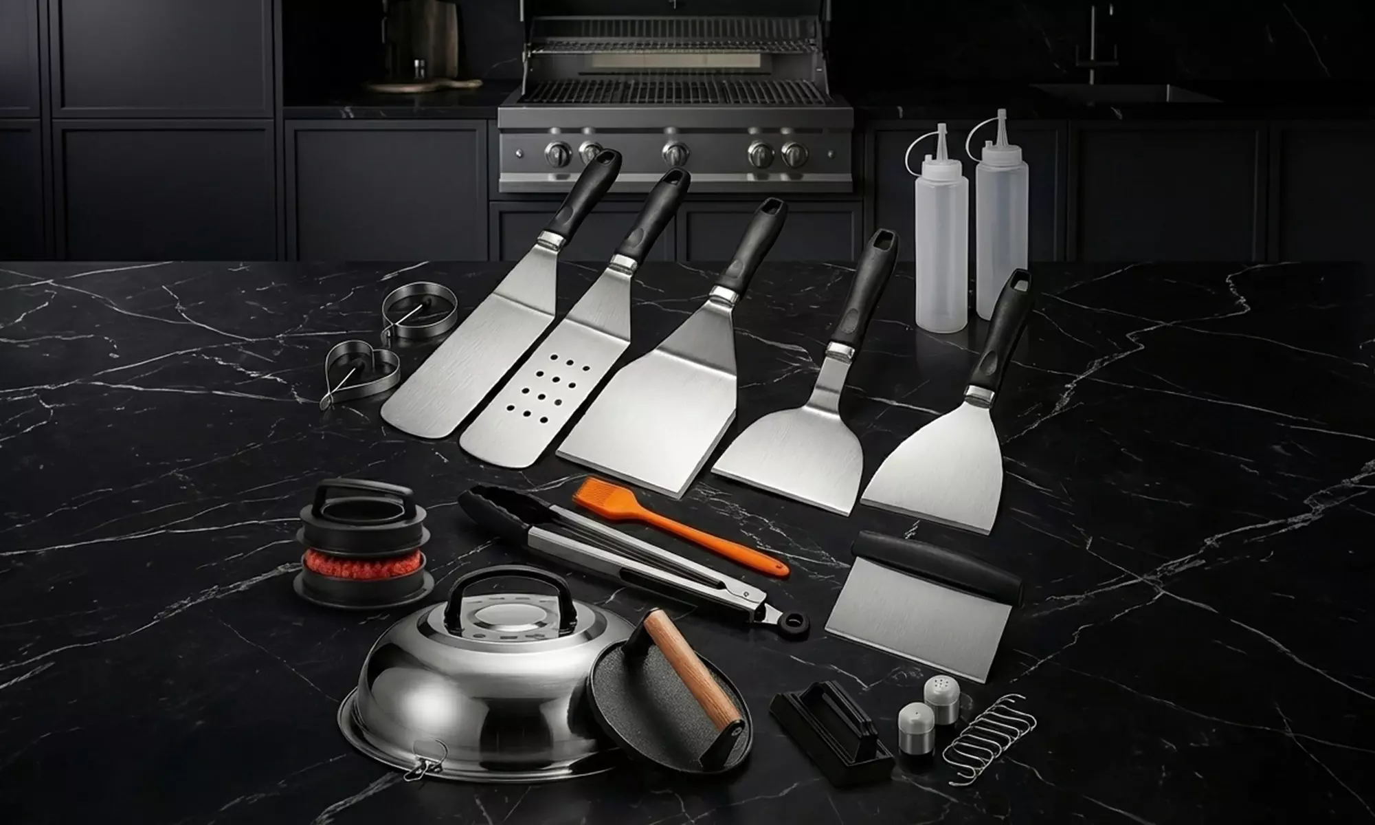 Complete 27-delige rvs BBQ-accessoireset