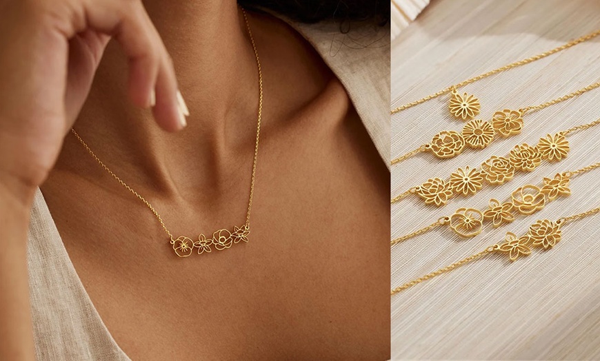 Image 4: Personalised Birth Flower Necklace