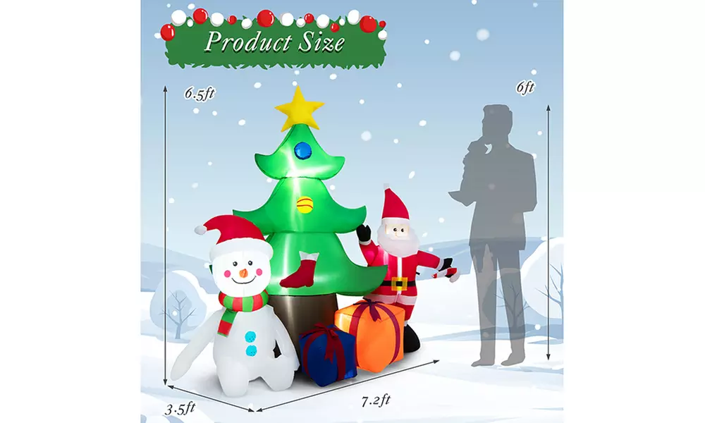 Costway 7.2 FT Inflatable Christmas Decoration Lighted Blow up Tree Santa Claus