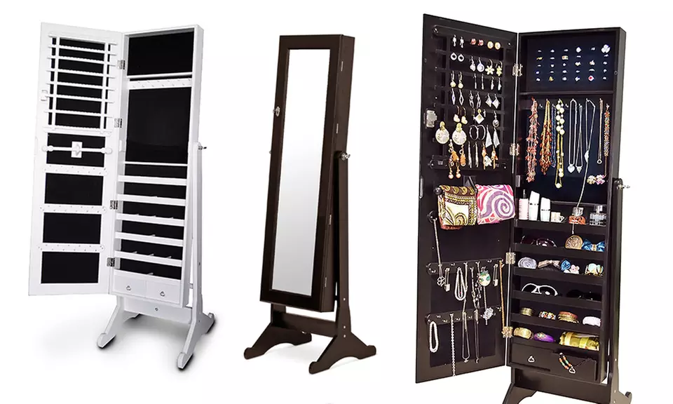 Bella Wooden Dressing Mirror with Jewelry Cabinet - Primary Image