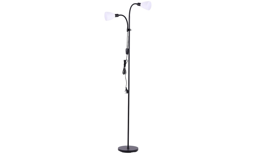 Image 2: Standing Double Headed Floor Lamp with Adjustable Directional Lighting