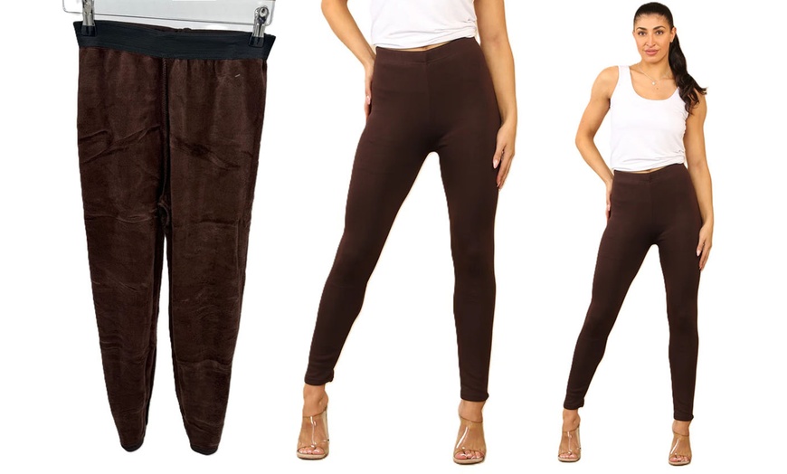 Image 3: Thick Fur Lined Leggings in Regular and Plus Sizes