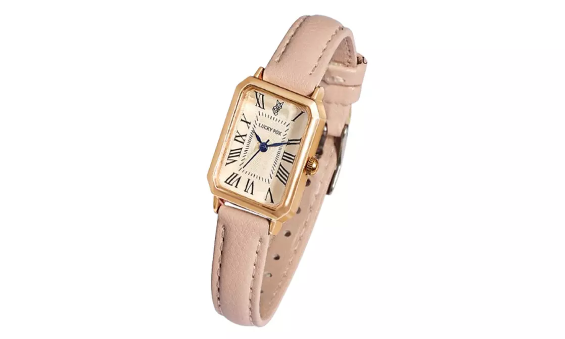 Retro Damenarmbanduhr mit Lederarmband