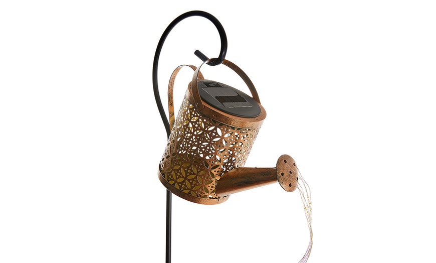 Image 5: Solar Watering Can Light - Warm White LED Rainfall Effect Garden Stake
