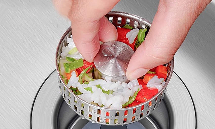 Image 3: Lot de filtre pour évier de cuisine 3-en-1 en acier inoxydable
