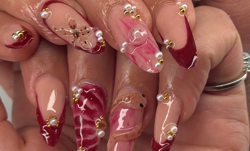 Image 2: Small or Extra Long Acrylic Nail Sets with Unlimited Gems