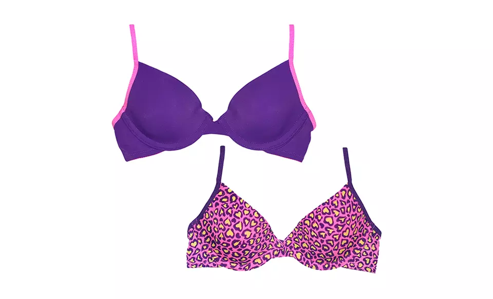 2-Pack of Hanes Girls' Padded Underwire Bras. Multiple Colors Available. - Second Medium