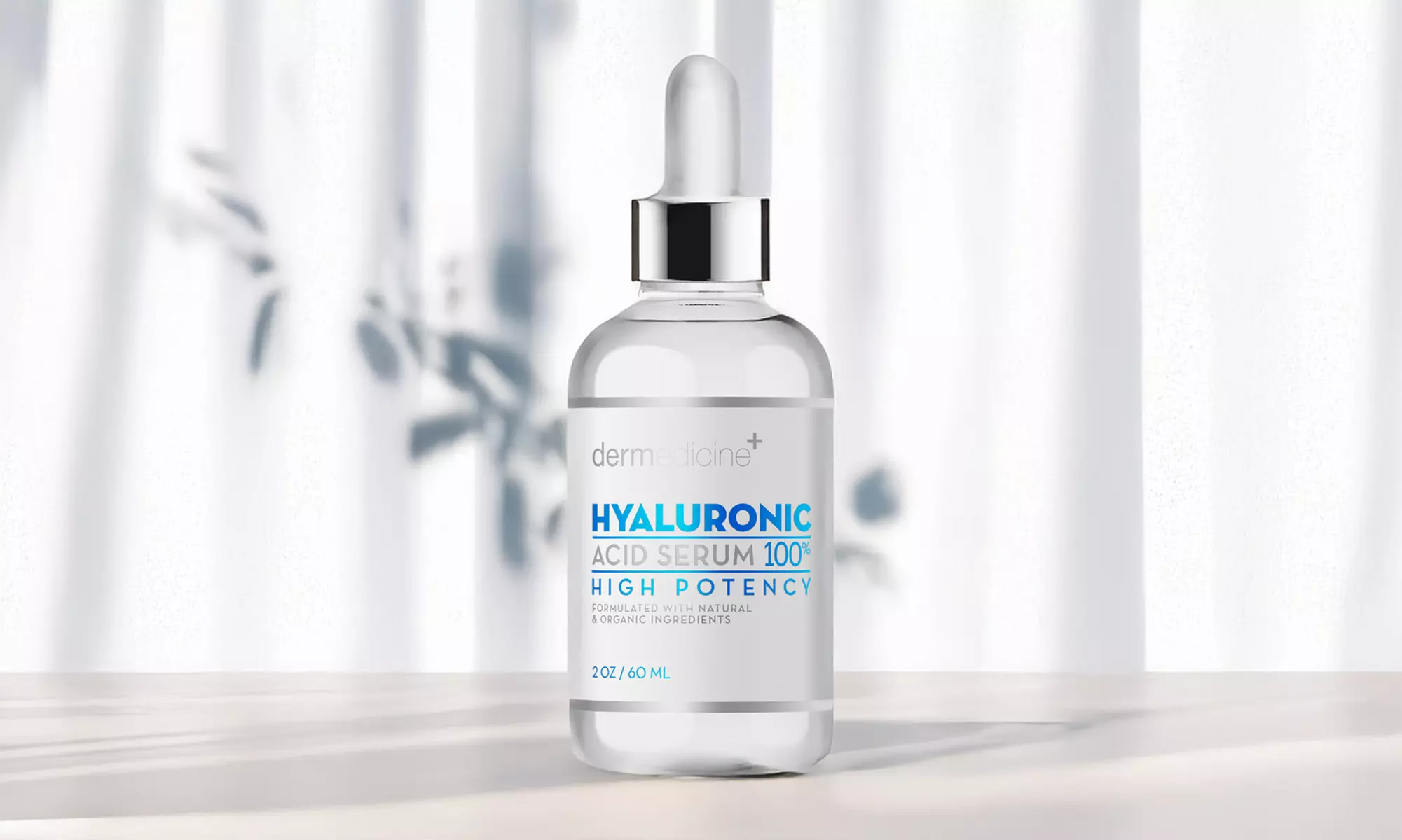 Dermedicine Anti-Aging Hyaluronic Acid Serum 100% Pure 2oz (1 Pack or 2 Pack)