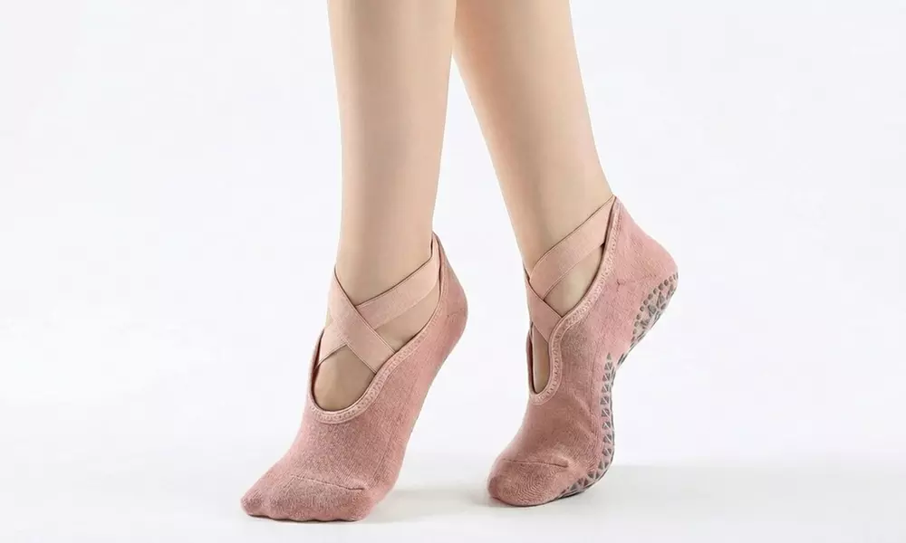 3 paia di calzini antiscivolo con punta tonda e cinturino incrociato