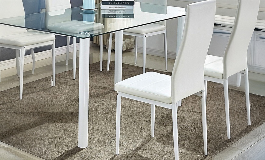 Image 18: Glass Dining Table Set with Chair Options