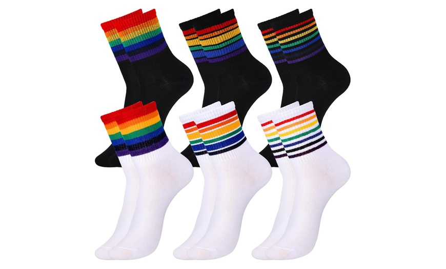 Image 5: 1x, 6x oder 12x Crew-Socken mit Regenbogenmuster