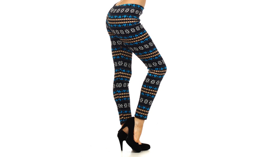 Image 5: Patterned Fleece Lined Leggings
