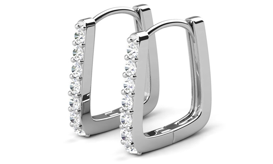 Image 6: 925 Sterling Silver Moissanite Diamond Hoop Earrings