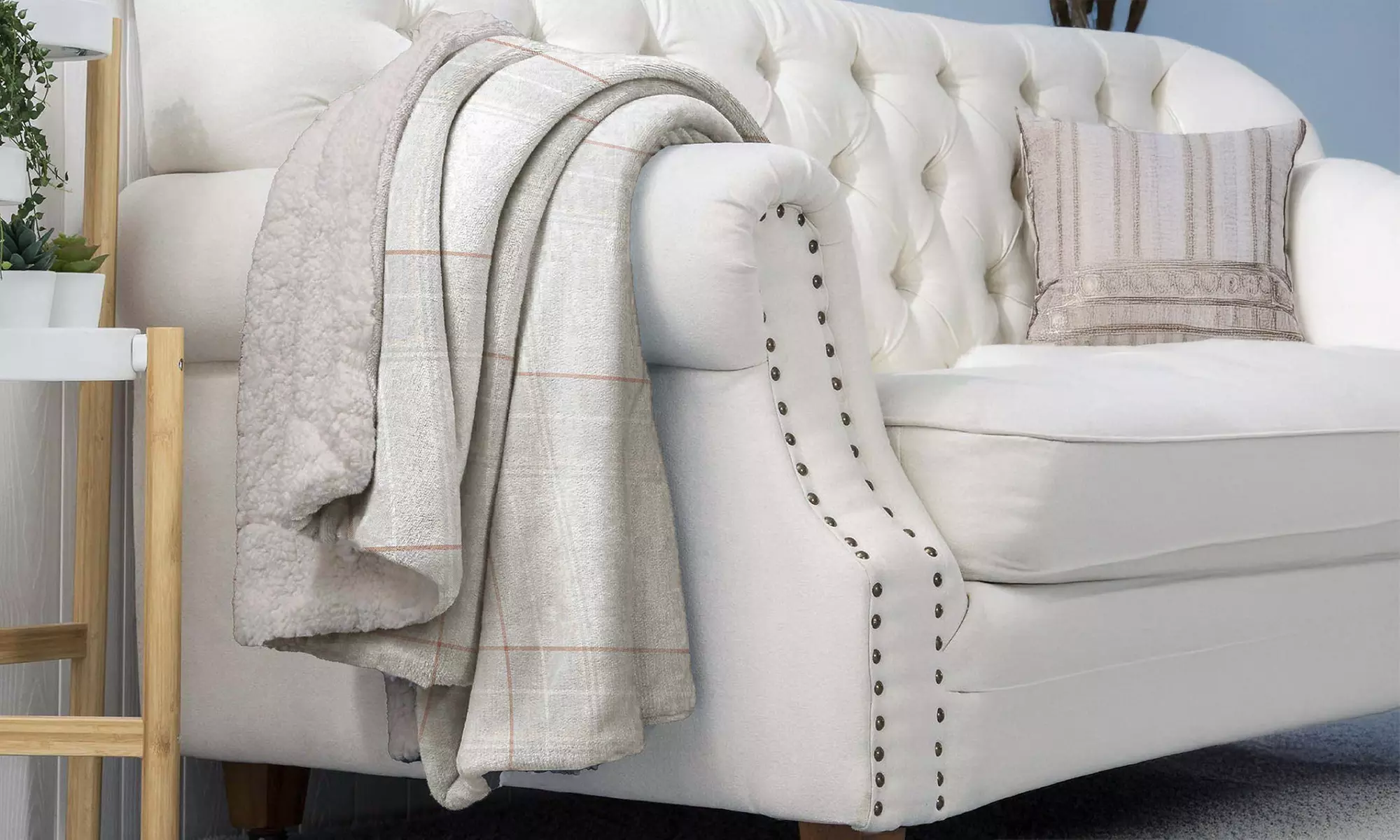 Plaid réversible sherpa et microfibre