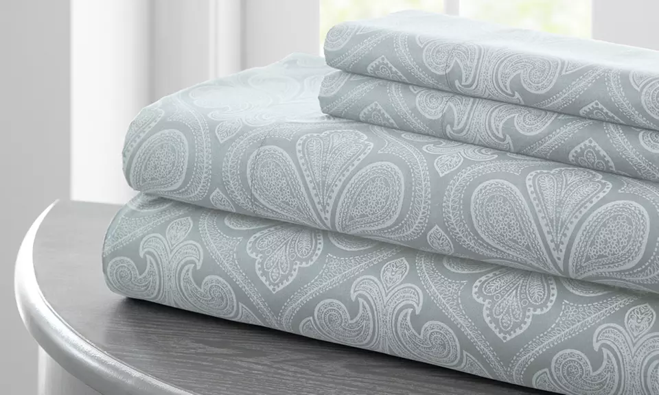 Microfiber Paisley Print Wrinkle-Free Sheet Sets - Primary Image