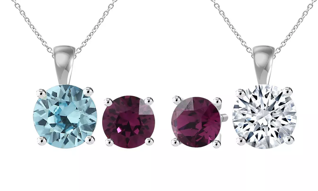 From $19 for a Birthstone Pendant Necklace and Earrings Set with Austrian Crystals - Primary Image