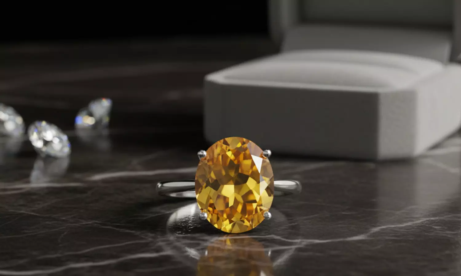 Sterling Silver Genuine Citrine Gemstone Ring