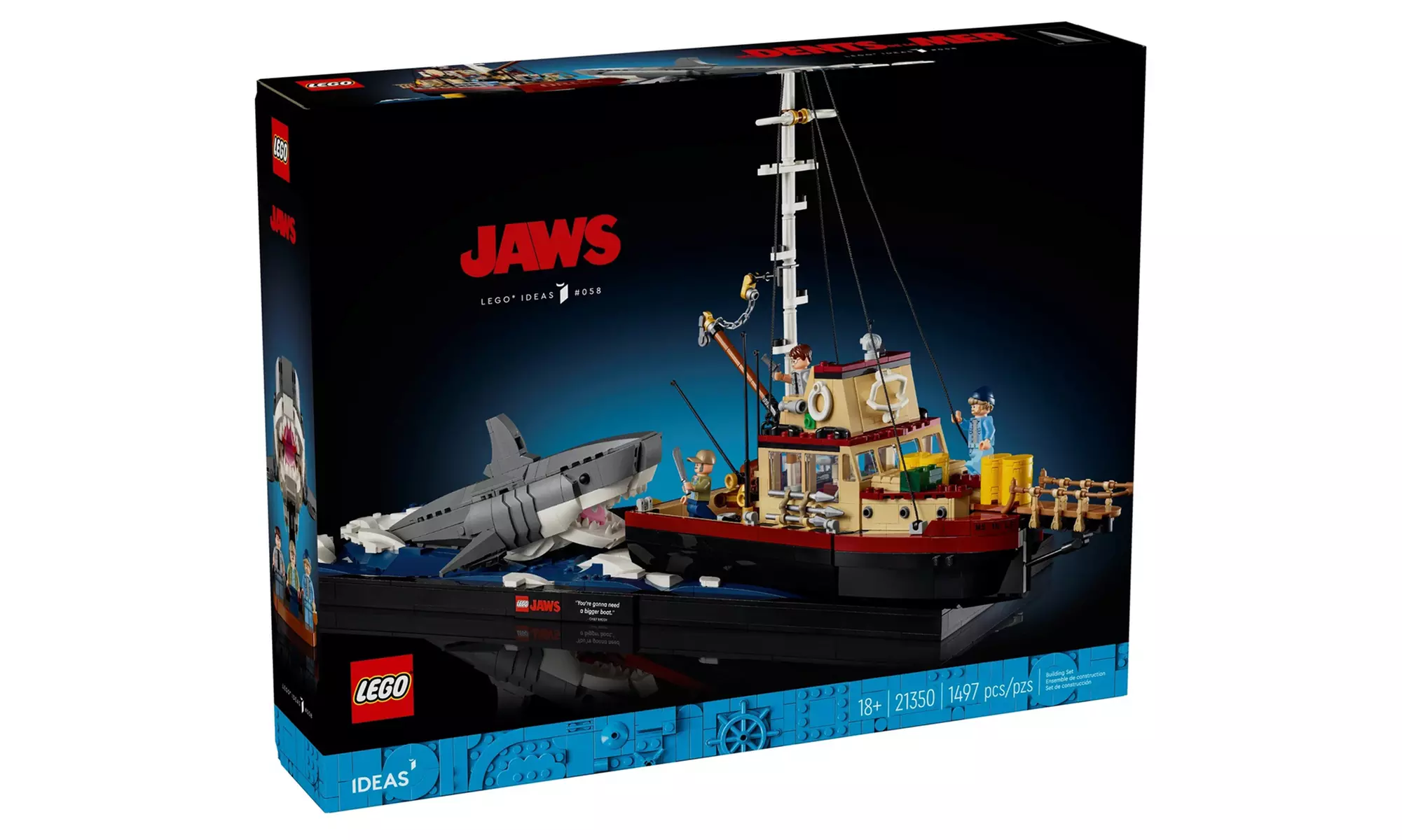 LEGO® Ideas Jaws Diorama - Orca Boat and Great White Shark Set