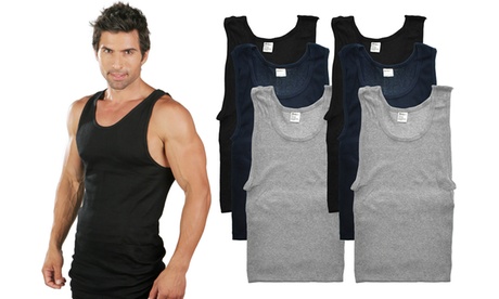 Swan Men’sRibbed Slim Fit Basic A-Shirts Tank Top (6-Pack) XL 6-Pack White Ribbed Tank