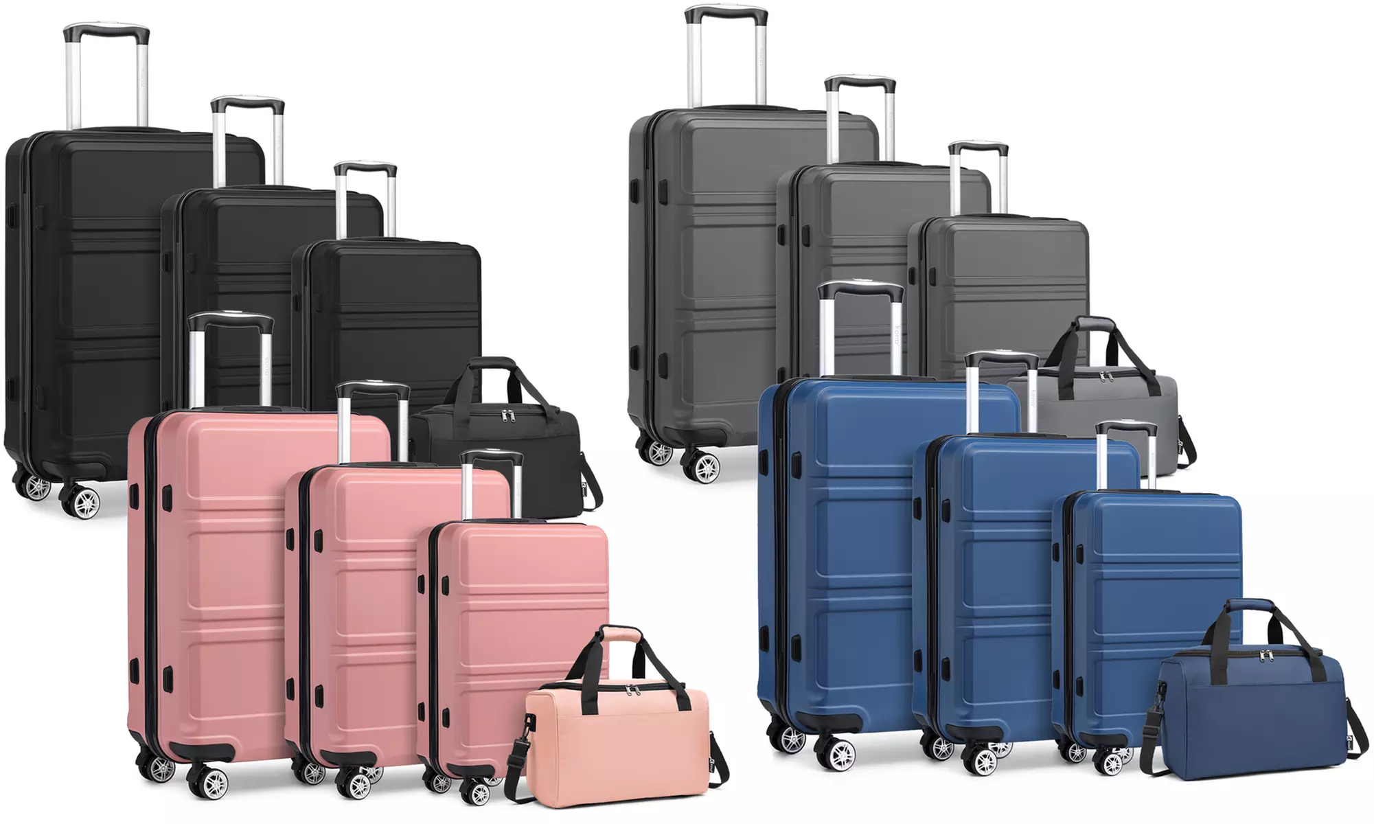 KONO 4er-Set Reisegepäck mit 3 Hartschalenkoffern inkl. Reisetasche in der Farbe nach Wahl - Primary Image