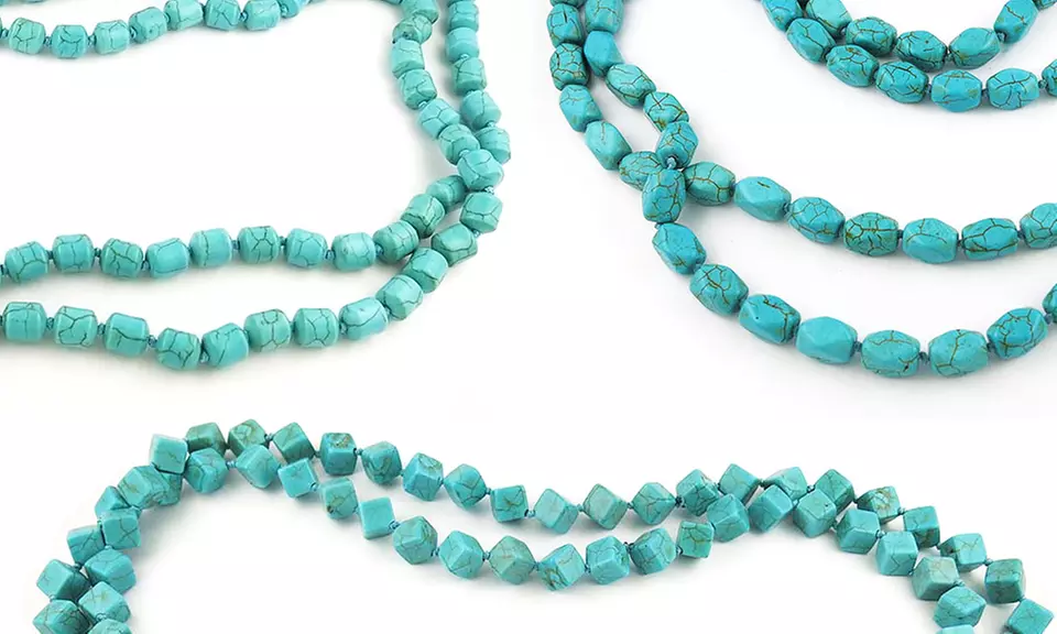 Layered Genuine Turquoise Beaded Necklace - Primary Image