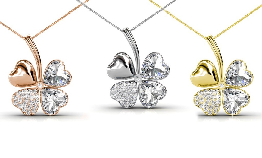 Image 1: 1x, 2x oder 3x Vierblättriges-Kleeblatt Halskette