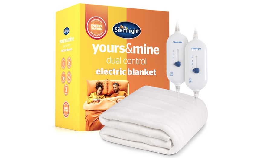 Image 1: Silentnight Dual Control Electric Blanket - Yours&Mine, Super Soft, Machine Washable