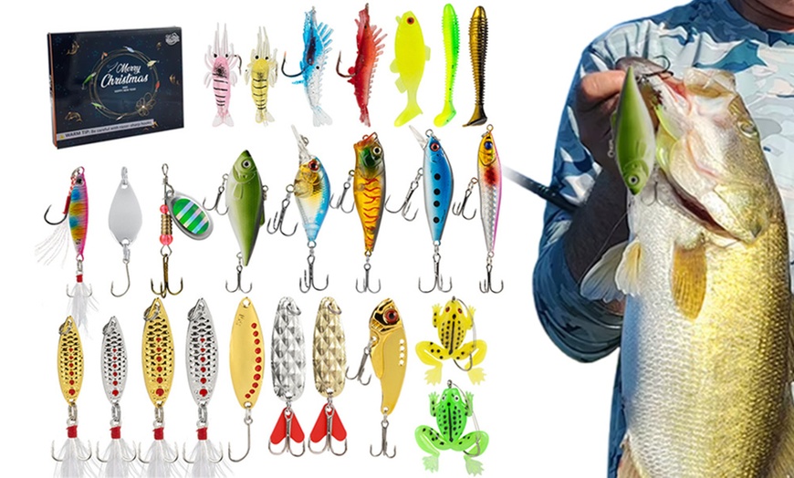 Image 1: 24-Piece Fishing Lure Gift Set with Assorted Sizes and Shapes