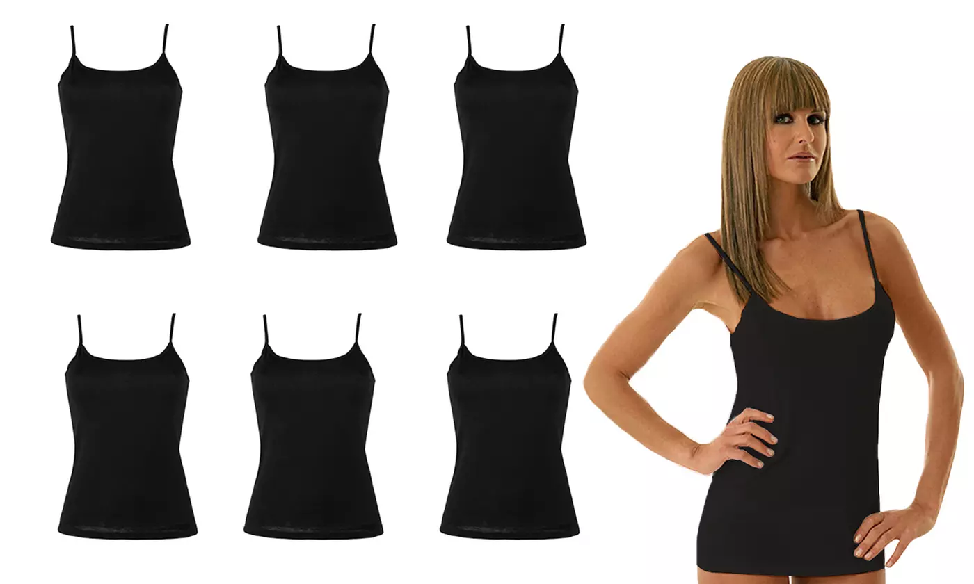 3, 6 o 12 canotte Clarabel spalla stretta in cotone filo di scozia