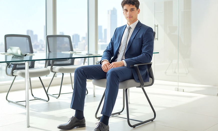 Image 7: HomCom Ergonomic Meeting Chair with Mesh Back Support