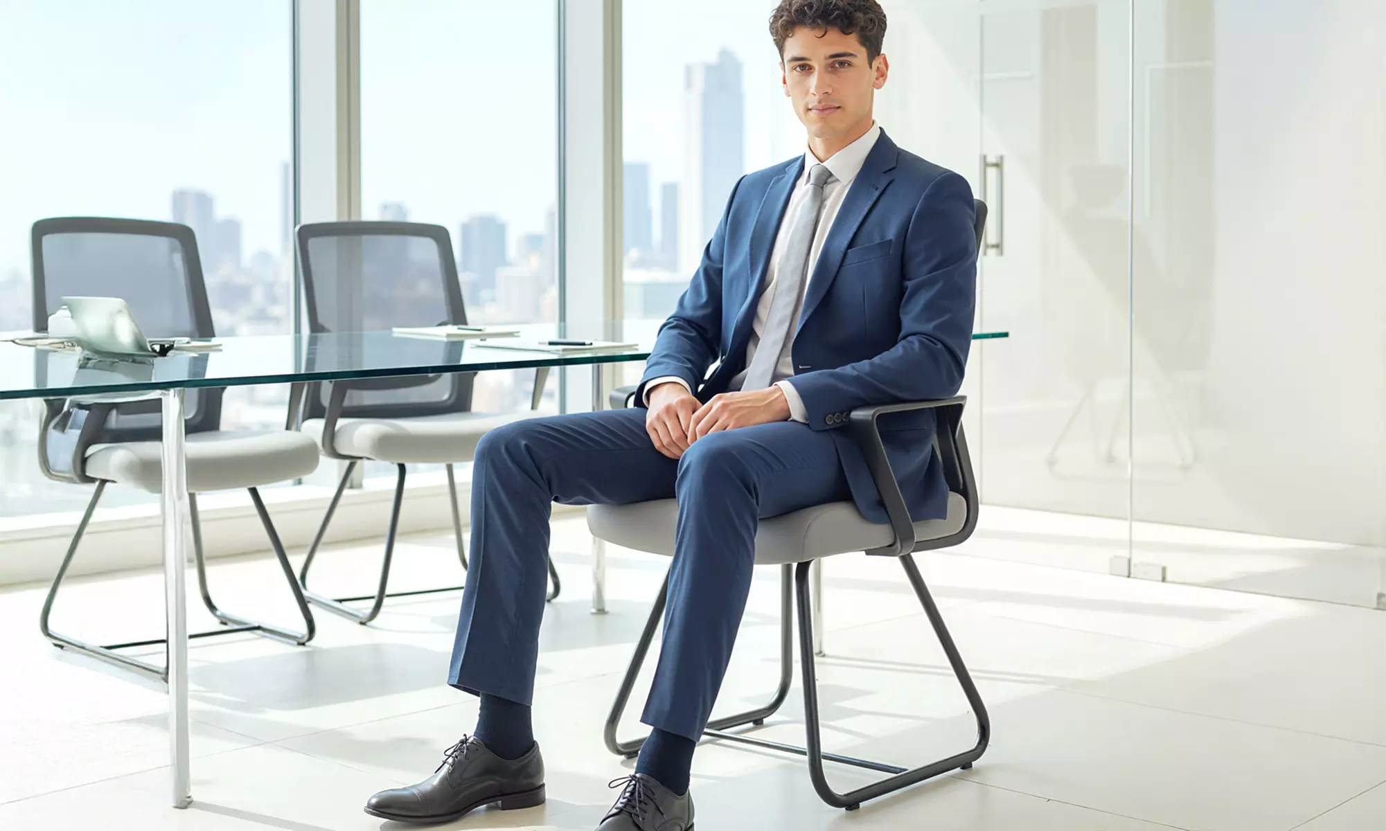 HomCom Ergonomic Meeting Chair with Mesh Back Support