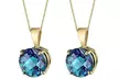 14k yellow Gold Plated 3 Ct Round Alexandrite 18 Inch Necklace. - Second Medium