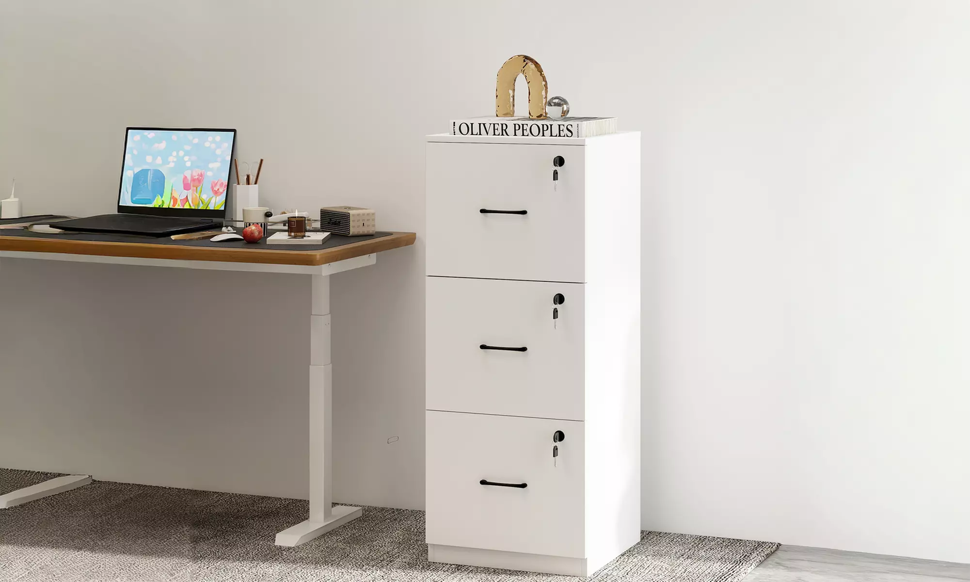 Levede 3 Drawer Vertical File Cabinet with Locks