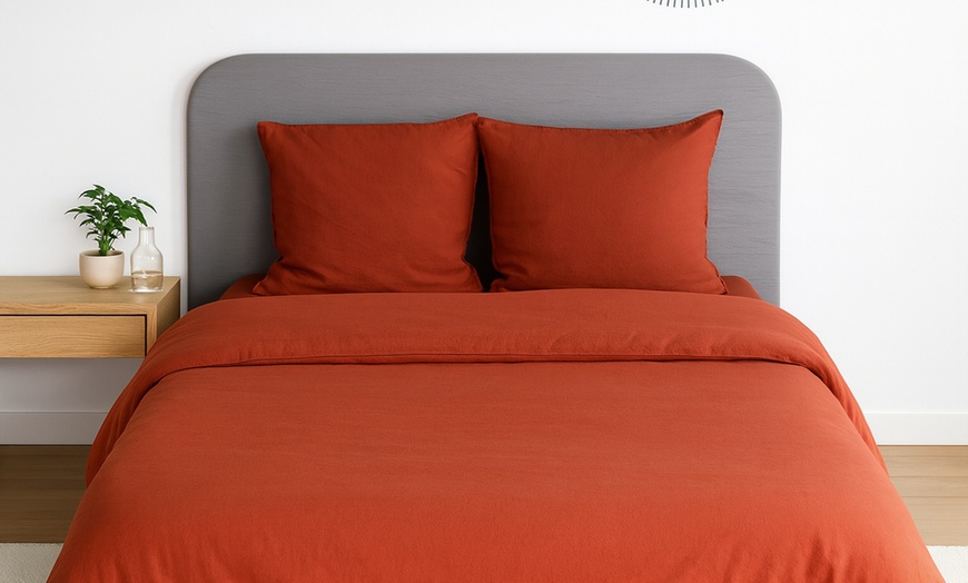 Image 20: Juego de funda nórdica UNI en acabado Micro Lavée