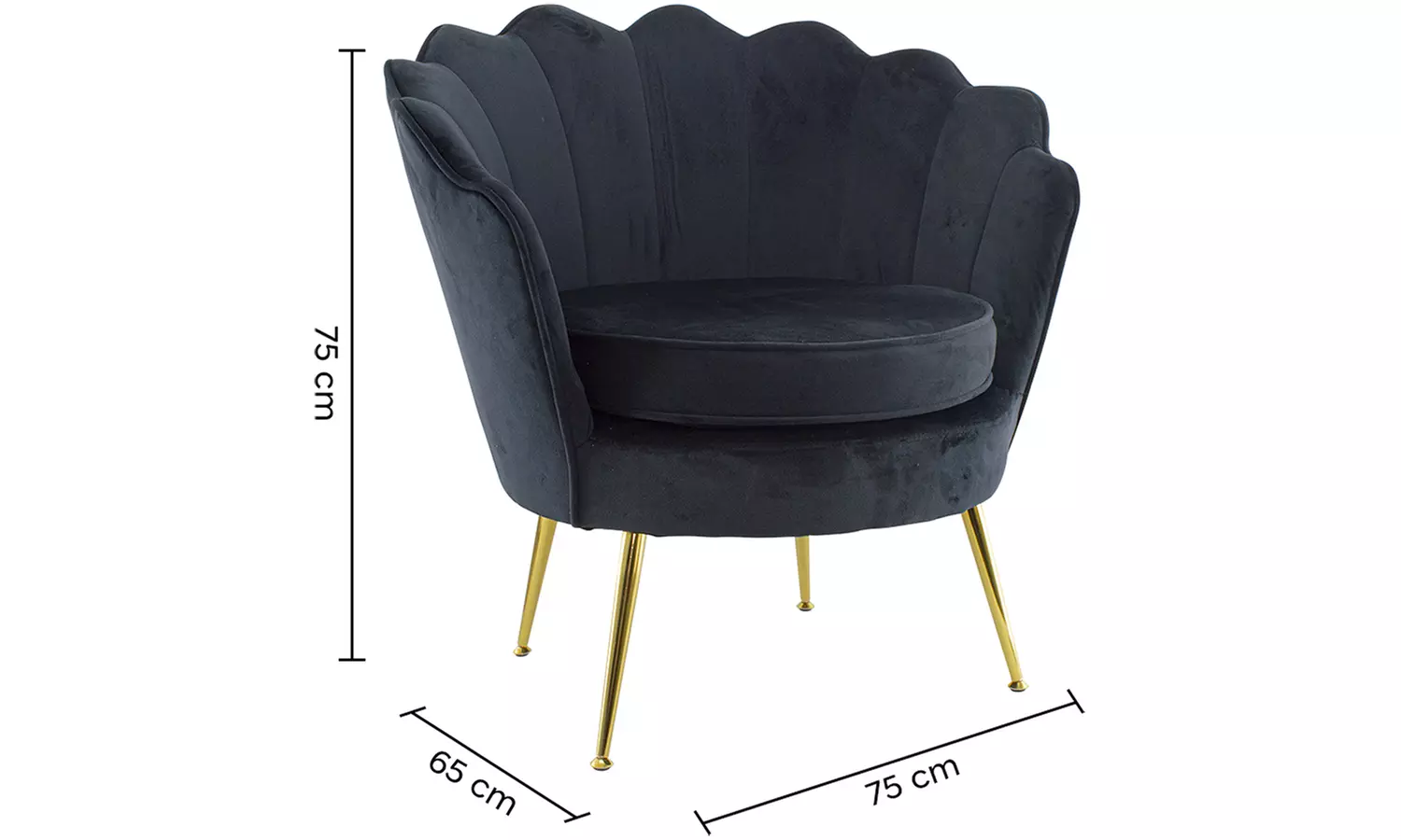 Poltrona con schienale a conchiglia