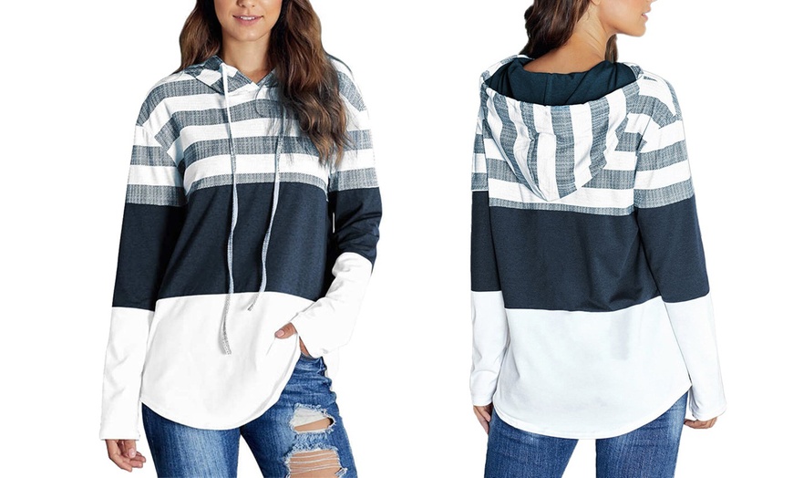 Image 4: Women's Hooded Long Sleeve Pull Over Sweat Shirt