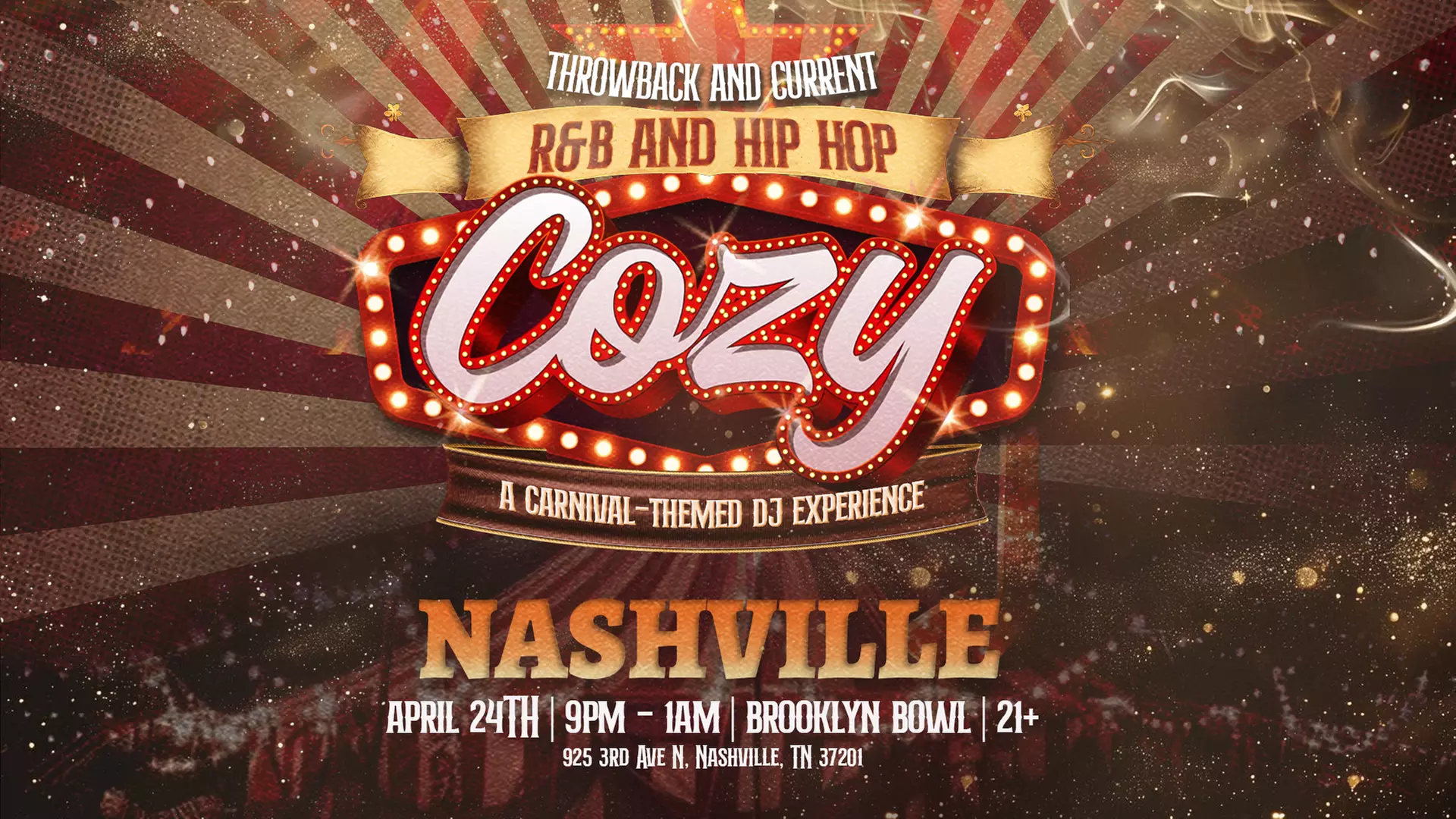 Cozy Worldwide: Throwback and Current R&B / Hip Hop Party - 21+ on April 24 at 9 PM - Primary Image