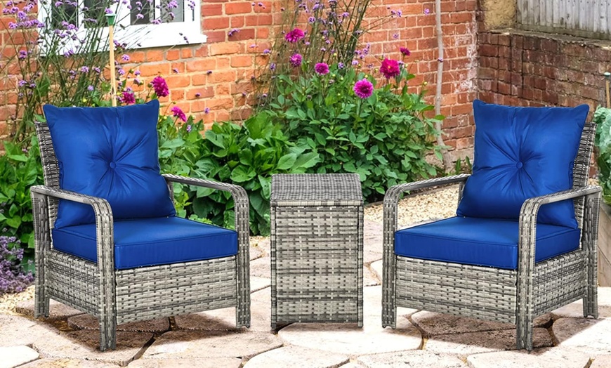 Image 2: Outsunny 3-Piece Rattan Effect Bistro Set