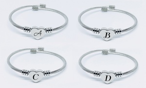 Heart Initial Cable Bracelet