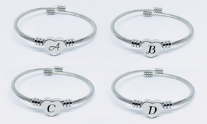 Heart Initial Cable Bracelet