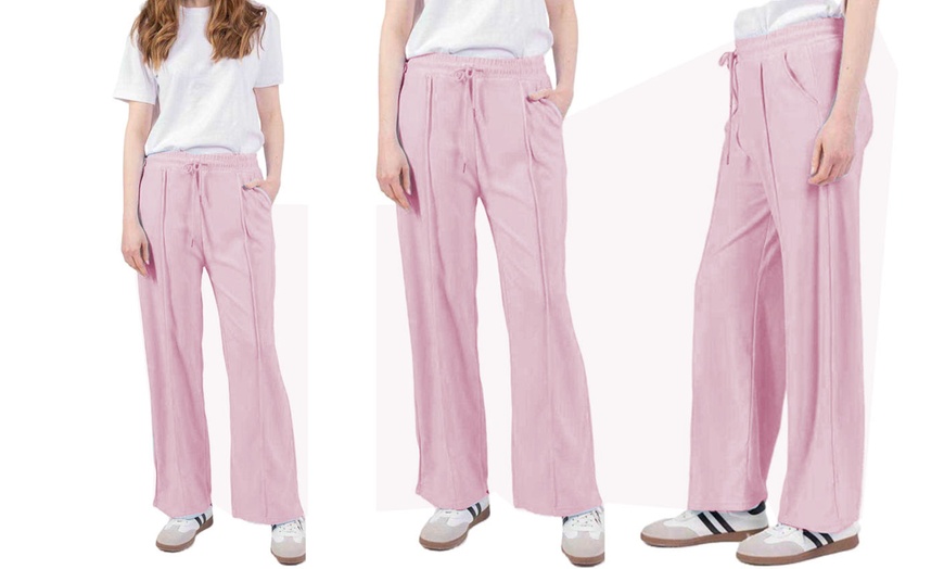 Image 12: Plain and Seam Front Wide Leg Trousers