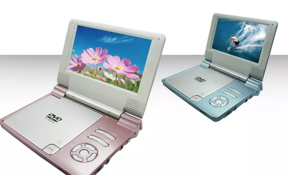 Sylvania Portable DVD Player in Blue or Pink (SDVD7014). Free Returns. - Primary Image