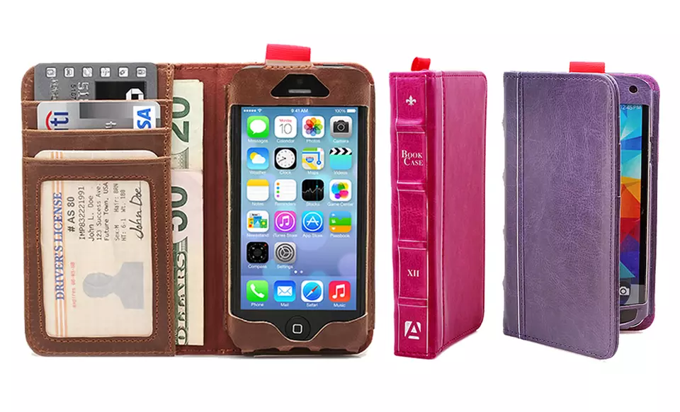 Aduro BookCase Folio and Wallet for iPhone 4/4s/5/5s/5c or Samsung Galaxy S4/S5 - Primary Image