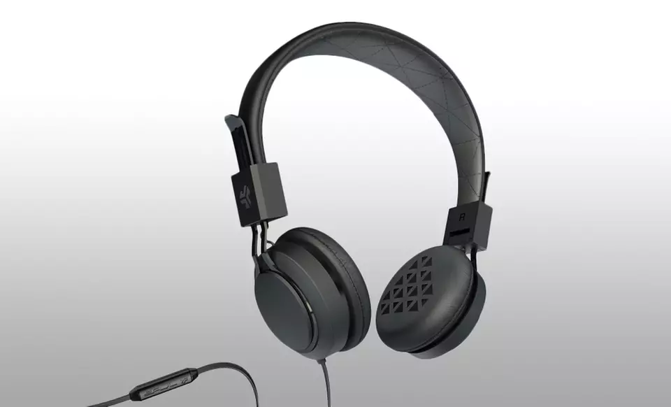 JLab Intro on-Ear Headphones with Universal Microphone in Black. - Primary Image