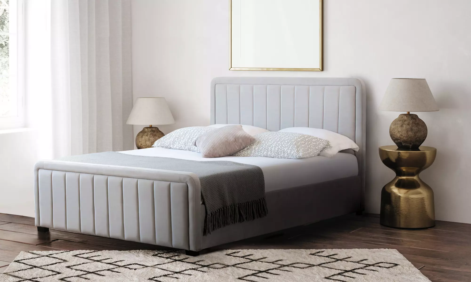 Fabric Borneo Ottoman Bed with Optional Mattress