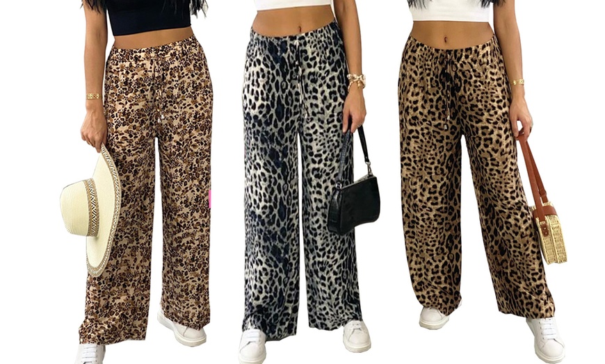 Image 8: Animal Prints Wide Leg Palazzo Trousers