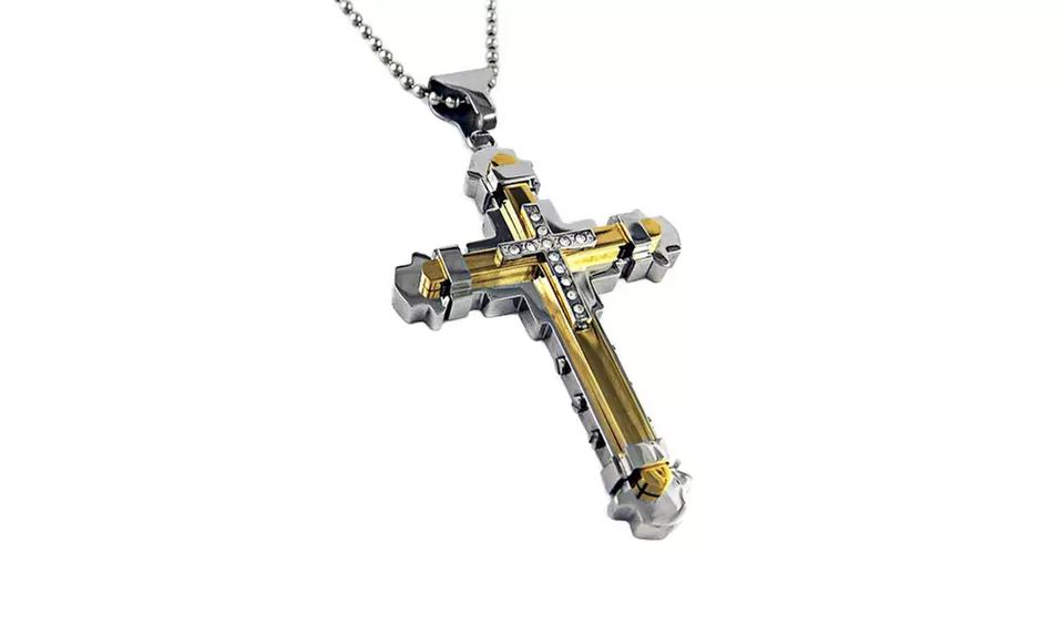 Men's Layered Stainless Steel Cross Pendants - Second Medium