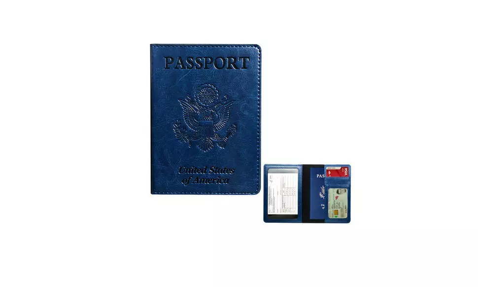 RFID Travel Wallet with Card Slot Faux Leather Passport Case Vaccine Card Holder